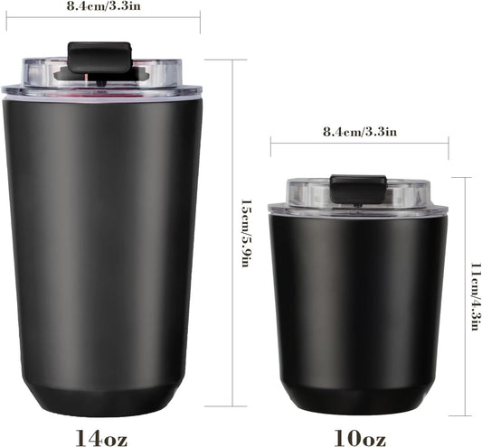 Puraville Insulated Tumblers with Lid, 14 oz Travel Coffee Mug Stainless Steel Vacuum Cup, Leak Proof Reusable Double Walled Coffee Tumbler for Iced and Hot Drinks, Cream