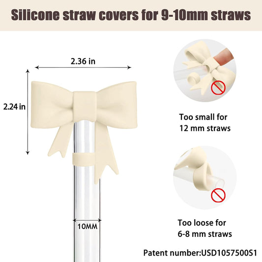 6Pcs Silicone Straw Toppers Covers for Stanley Cups 40/30oz 10mm(0.4in) Dust-Proof Bow Straw Covers Toppers Suitbale for Stanley Cup Accessories Reusable Straws Caps (Colorful A) - Colors A