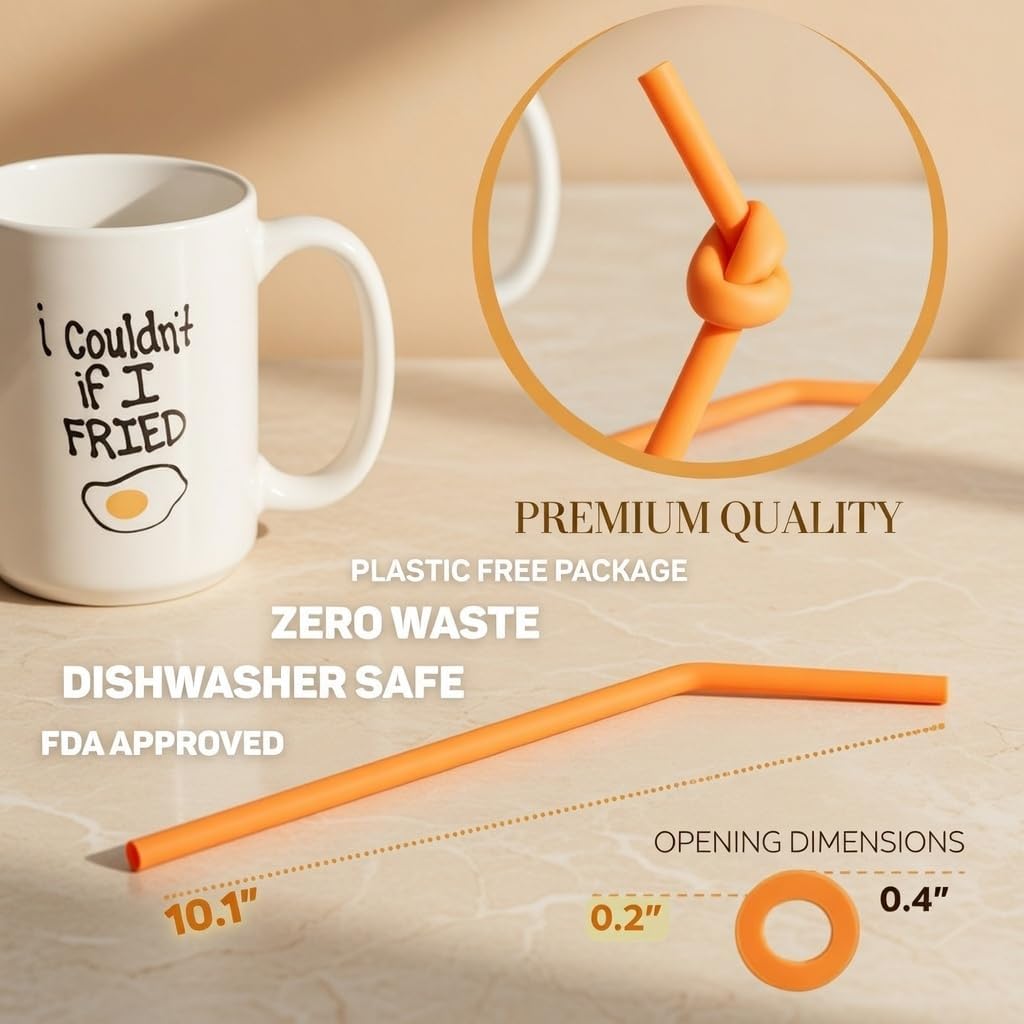 Reusable Silicone Straws for Tumblers, Smoothies & Kids Drinks – 15 Pack Flexible BPA-Free Drinking Straws with 2 Cleaning Brushes – Soft on Teeth & Lips – Fits 20oz & 30oz Tumblers