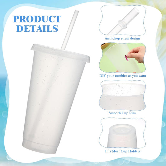 Honeydak 30 Pack Tumbler with Straw and Lid Bulk Cups for Gifts Glitter Plastic Coffee Cups 24-27 oz Reusable Water Bottle Iced Coffee Travel Mug Party Favors for Birthdays Travel (Assorted Color)