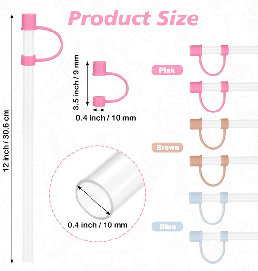 6 Straws with Cover Cap for Stanley 40oz Tumbler Replacement, Reusable Straw with Stopper Tips, Perfect for Stanley Cup with Handle H2.0, 14, 20, 30, 40oz Accessories