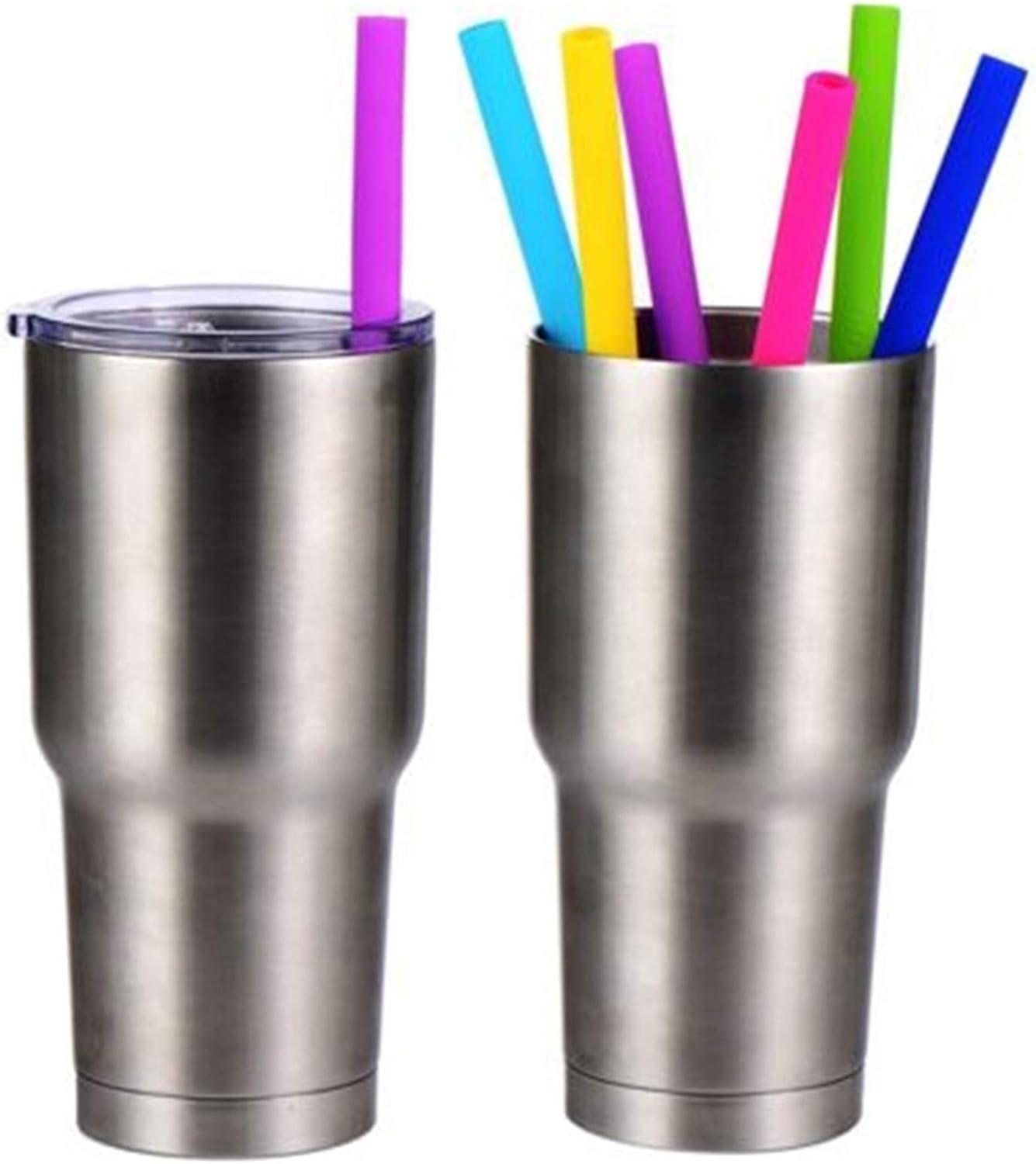 tifanso 14PCS Reusable Silicone Straws with Cleaning Brushes, 10" Flexible Extra Wide Large Jumbo Drinking Straws, Great for for 30oz and 20oz Tumblers Yeti/Rtic and Milkshakes