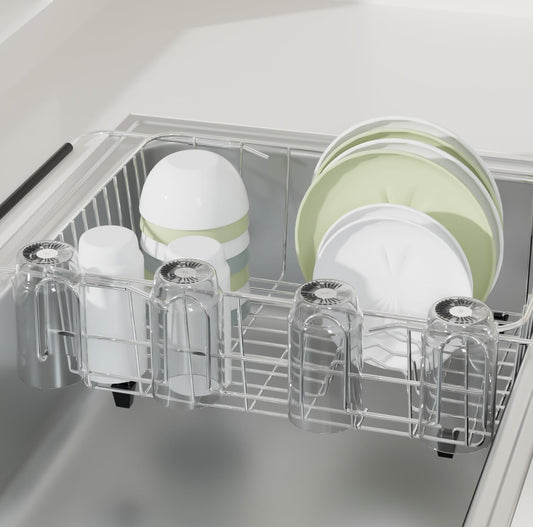 12 Inch, Stainless Steel Cup Drying Rack with 4 Hooks Kitchen Mug Holder