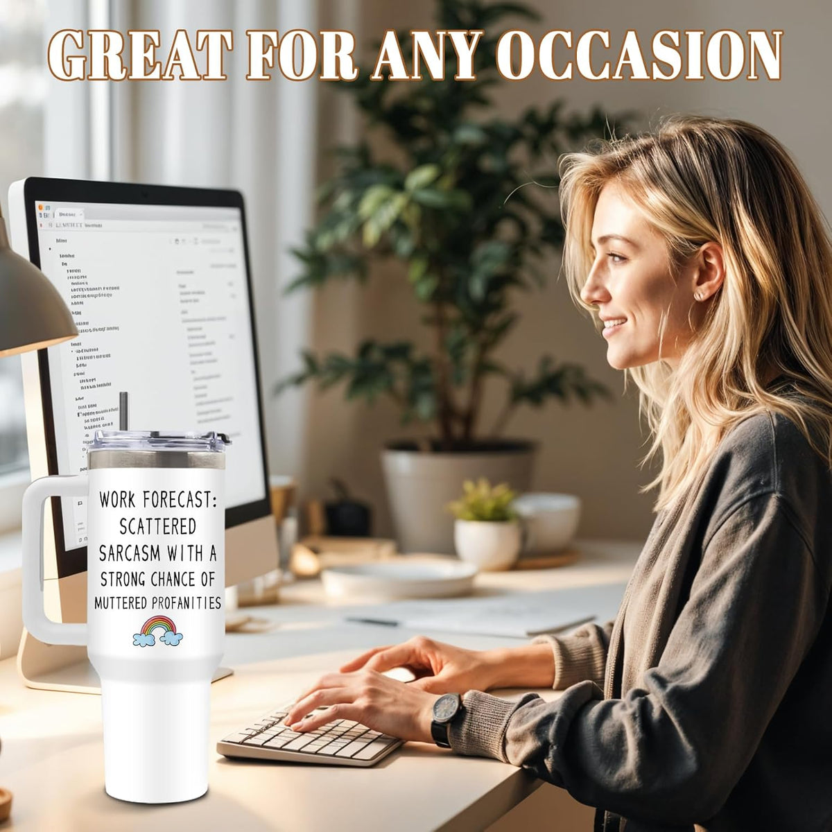 Funny Saying Tumbler 40oz, Insulated Motivational Gifts for Women Man | Minimalist Design Tumbler Leakproof, Depression Support Gift for Women Man, Fathers Day Birthday Gift for Coworker, 1 Pack
