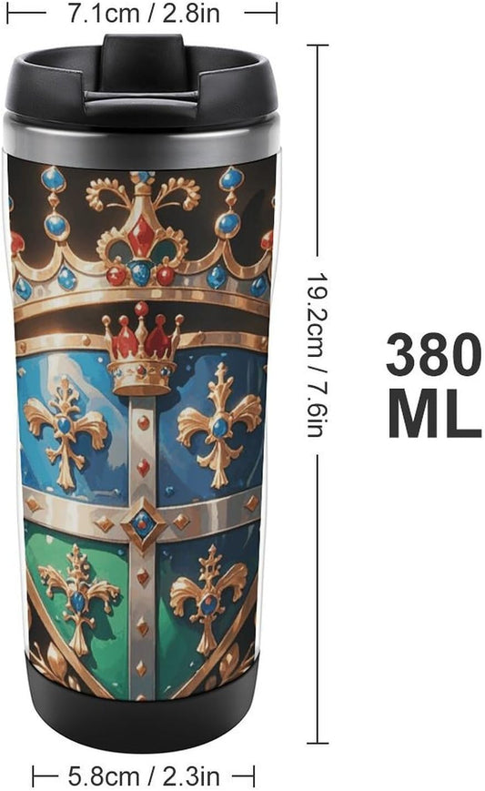 Travel Mug Royal Flower And Crown Tiara Coffee Cup Reusable Insulated Tumbler with Lid Travel Coffee Mug Stainless Steel Insulated Coffee Tumbler for Coffee Tea And Drinks