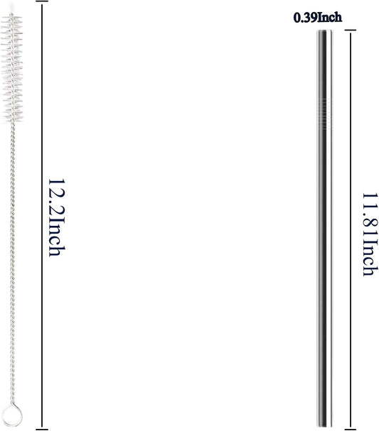 6 Pack Stainless Steel Straw Replacement 40 oz and 30ozfor Stanley Tumbler,6 Straight Reusable Straws with 2 Cleaning Brush Compatible with Stanley 40oz Stanley Cup Tumbler