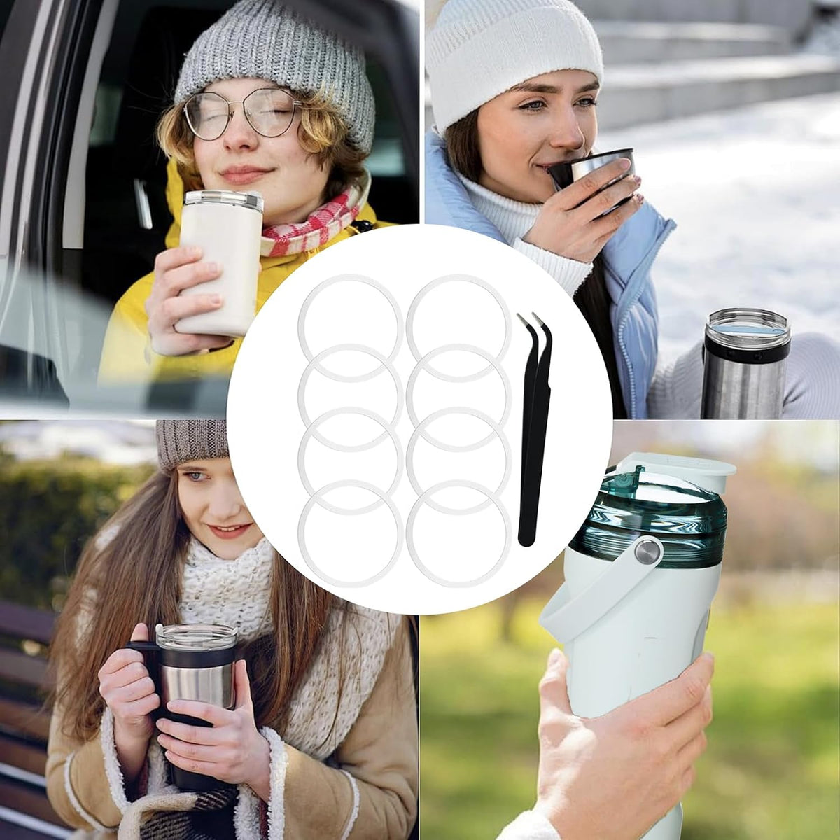 8 Pcs Replacement Gasket for Hydro Flask Wide Mouth Flip Lid Cap