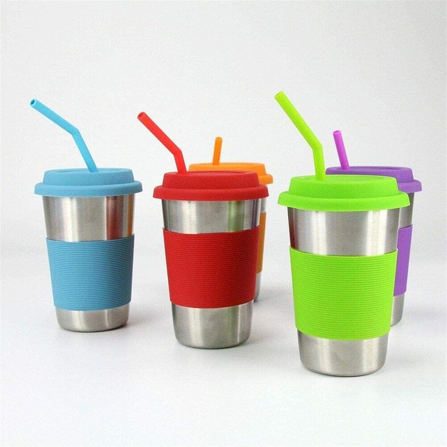 Tifanso 8 Pack Reusable Regular Size Silicone Drinking Straws with 1 Cleaning Brushes, Extra long Flexible Coffee Drinking Standard Size Straws for 20oz and 30oz Tumblers and Mason Jars