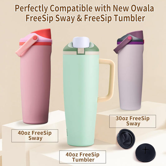4 Pack Replacement Stopper Compatible with Owala FreeSip Sway 30oz 40oz, Silicone Seal Bottle Cap Mouth Stopper for Owala FreeSip Tumbler 40oz Water Bottle Top Lid Gasket Plug Accessories (Grey)