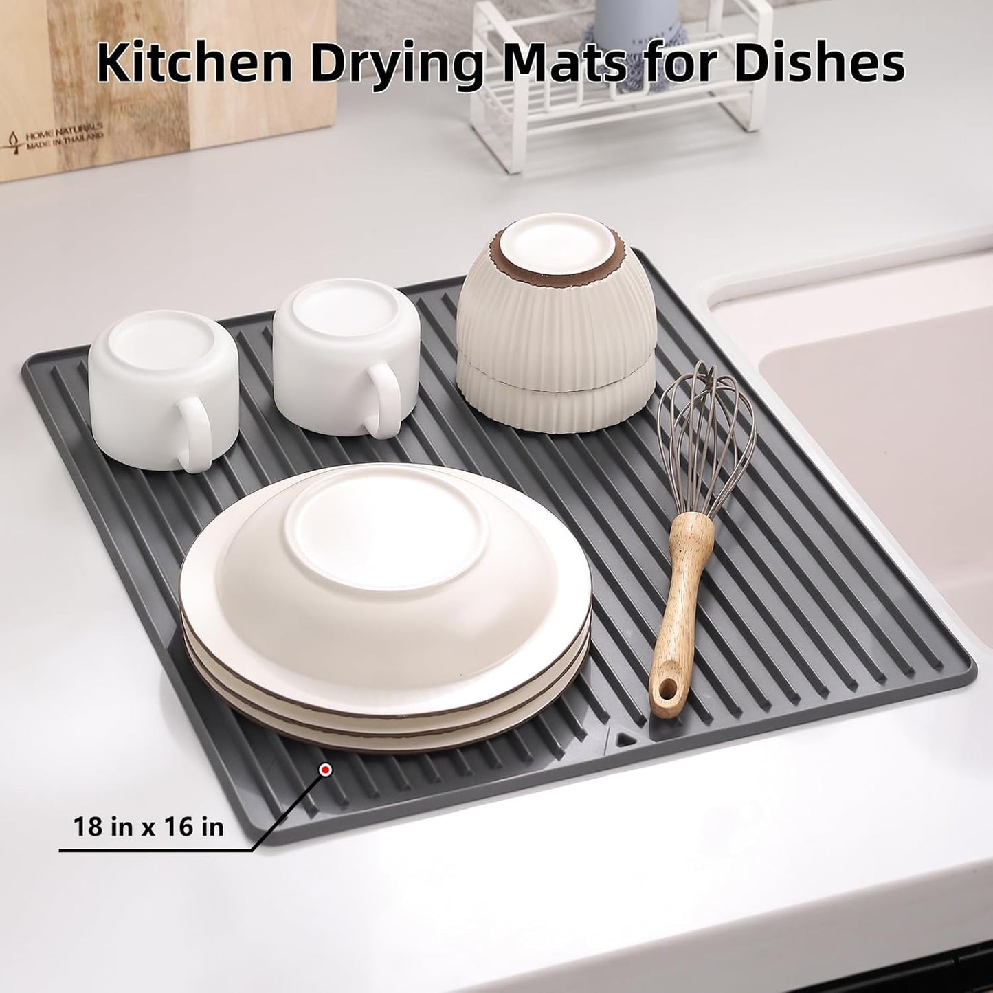 Dish Drying Mat, Mini Silicone Drying Mat for Kitchen Counter, Heat Resistant Silicone Mat for Countertop Protector, Super Thick Non-Slip Dish Drying Pad for Coffee Cup/Bottle/Glassware