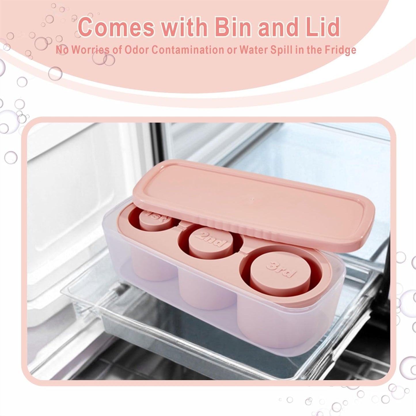 2pc Tumbler Ice Tray for Stanley/Yeti/Simple Modern etc. 30-40oz Tumblers, Silicone Ice Cube Tray for Tumblers with Bin and Lid, Black