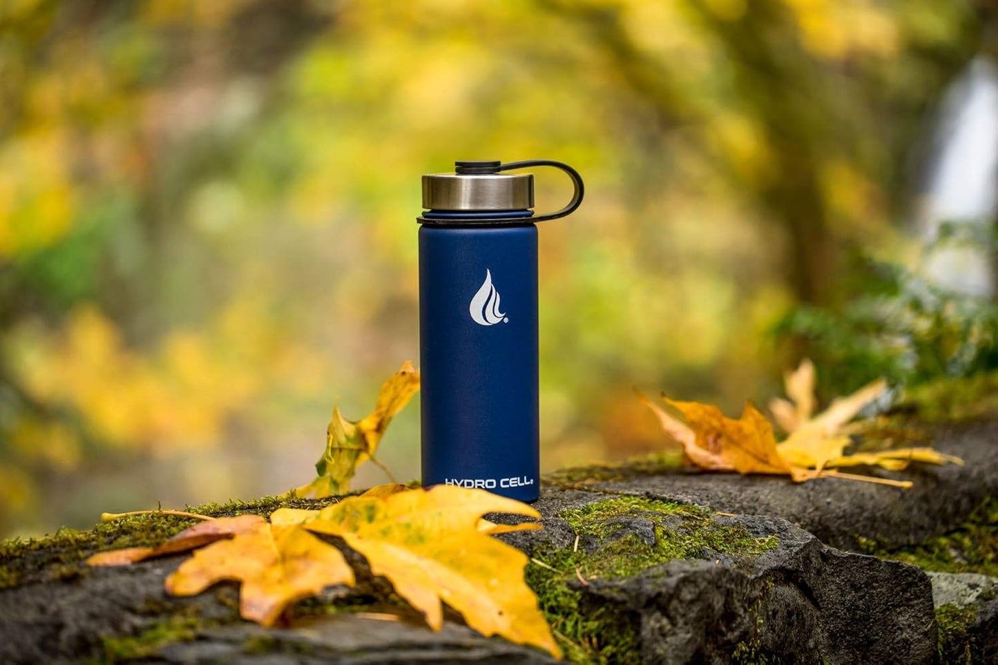 HYDRO CELL Stainless Steel Insulated Water Bottle with Straw - For Cold & Hot Drinks - Metal Vacuum Flask with Screw Cap and Modern Leakproof Sport Thermos for Adults (Neon 18oz)