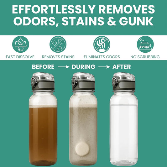 Salem's Elite Brand 12 Effervescent Water Bottle Cleaning Tablets | Tumbler Cleaning Tablets | Deodorizes & Removes Stains on Stainless Steel, Tumblers, Baby & Sports bottles