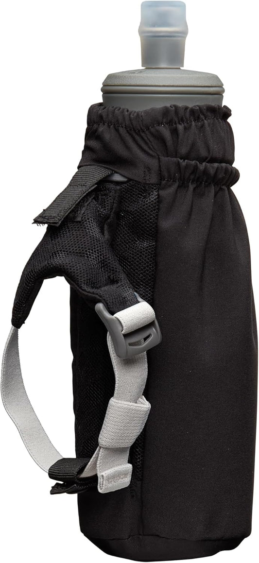 Nathan Handheld Soft Flask 18oz - Exo-Draw Insulated Collapsible Bottle - Grip-Free Strap & Rigid ExoSpine for Comfort/Support - Breathable Mesh Strap - Ideal Running/Hiking, Pinnacle, Black