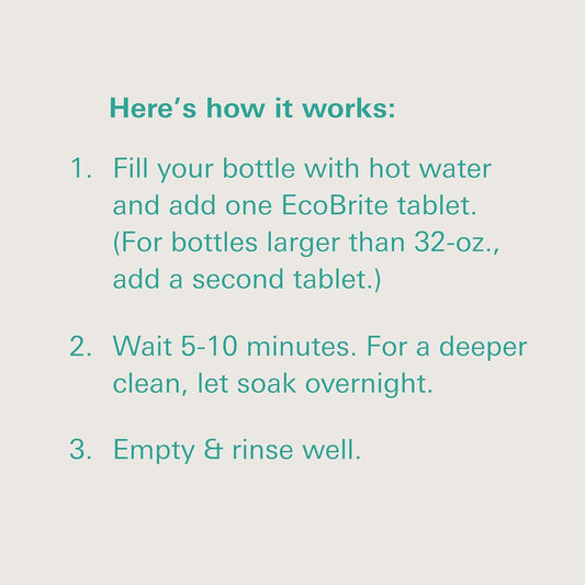 Owala EcoBrite All Natural, Powerful Cleaning Tablets, Cleans Stainless Steel, Tumbler, Insulated, Reusable, and Plastic Water Bottles, Chlorine and Phosphate Free (Pack of 10)