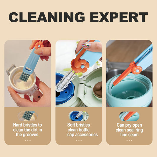 3 in 1 Cup Lid Gap Cleaning Brush Set, Bottle Cleaning Brush Multifunctional Bottle Cleaner Brush Home Kitchen Cleaning Tools, 3PCS