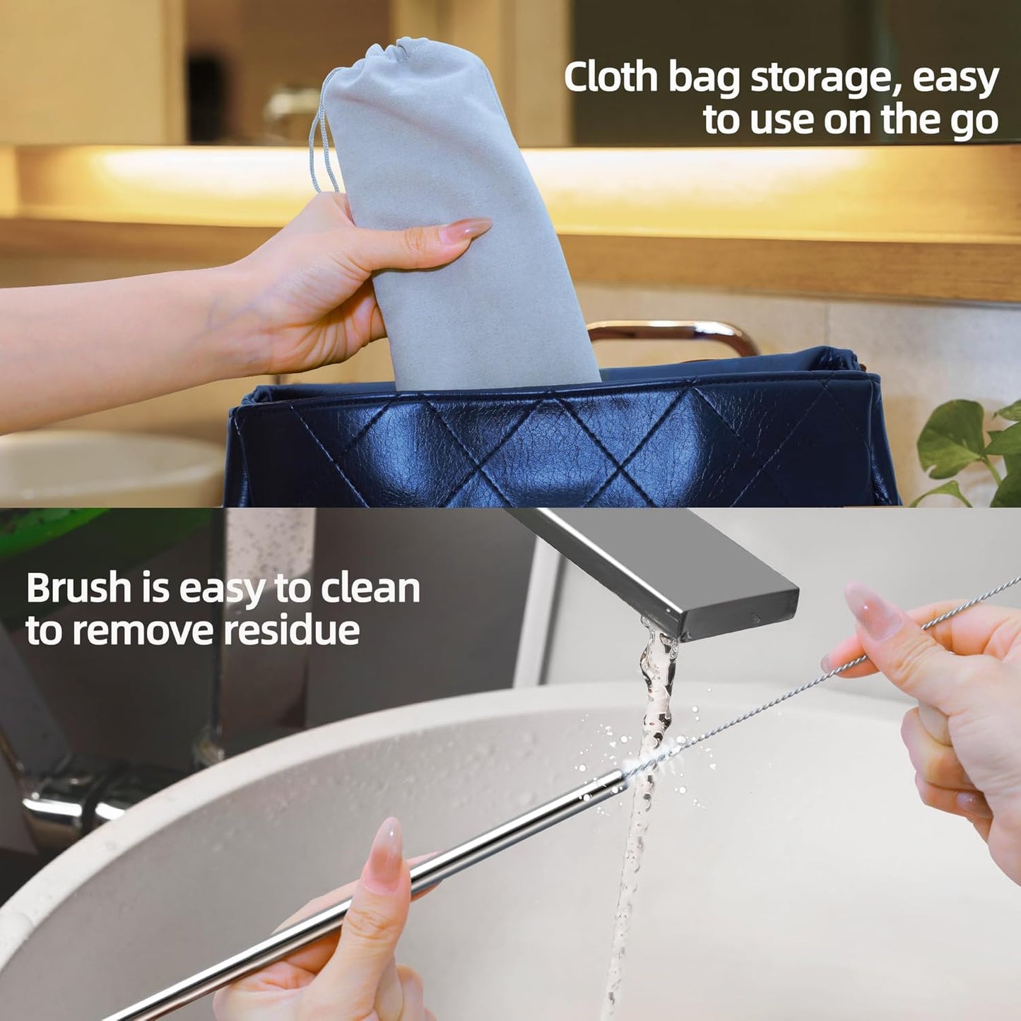 40 oz Stainless Metal Straws for 40 oz Stanley Tumbler, 6Pcs Reusable Straight Long Steel Straws with 12 Silicone Tips and 2 Straw Cleaning Brushes (6Color1, 40oz)