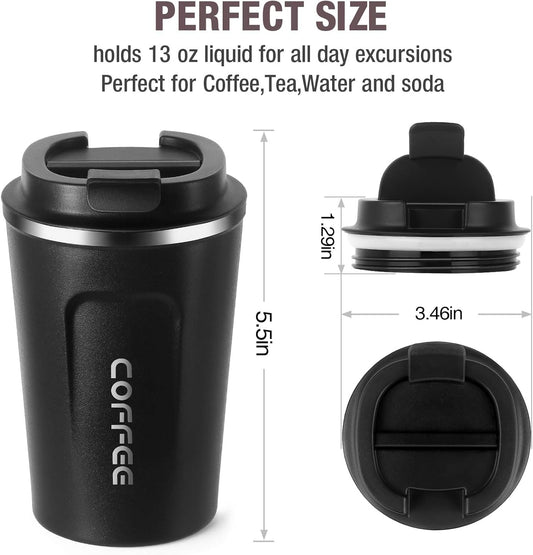 17oz (510ml) Vacuum Insulated Coffee Travel Mug, Leak proof Double Wall Stainless Steel Reusable Cup with Lid, Thermal Tumbler for Hot and Cold Drinks, Matte Texture White