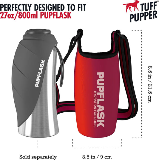 Tuff Pupper PupFlask Insulated Neoprene Dog Water Bottle Holder Sling with Wide Adjustable Shoulder Strap, Great for Travel, Walking, Hiking, Portable Pet Water Bottle Holder (40 OZ, Nebulas Blue)