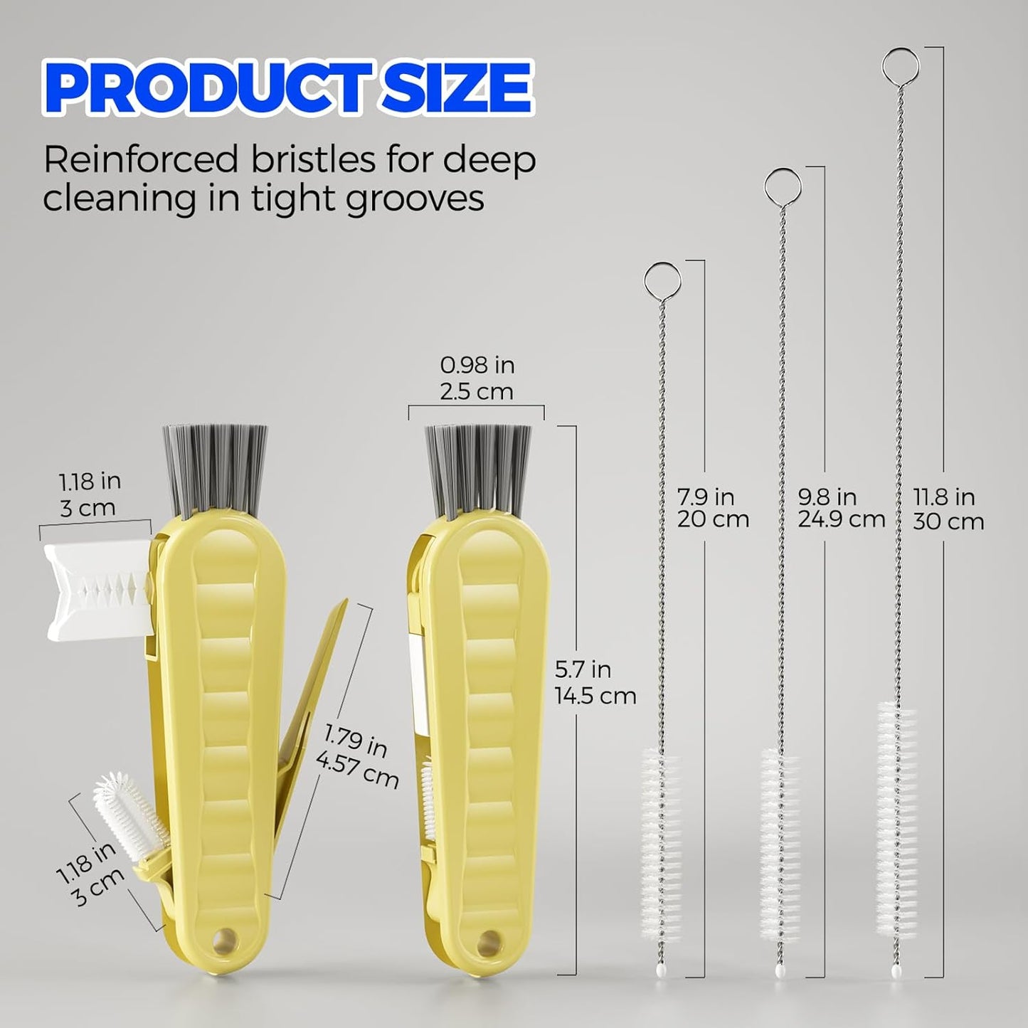 6 PACK Holikme 4 in 1 Cup Lid Cleaning Brush Set with 3 Straws, Multifunctional Bottle Brush, Silicone Cup Lid Gap Cleaner, Durable Bristle Crevice Cleaning Brush,Flat End Brushes,Navy & Black & Olive