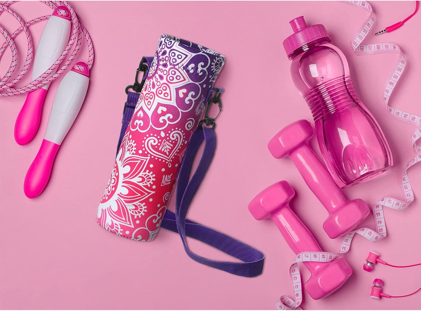 CHENGU 3 Pack 25 oz Neoprene Water Bottle Carrier Bag with Adjustable Shoulder Strap Water Bottle Holders for Adults Sports Gym Hiking Camping Walking(Mandala Style)