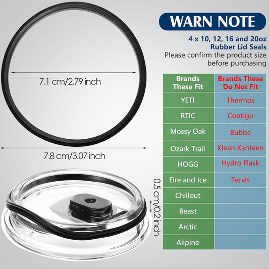 Patelai 6 Pcs 20 oz Replacement Rubber Lid Seals O Shaped Resealable Lid Gaskets for 10, 12, 16 and 20 Ounce Insulated Stainless Steel Tumblers (White)