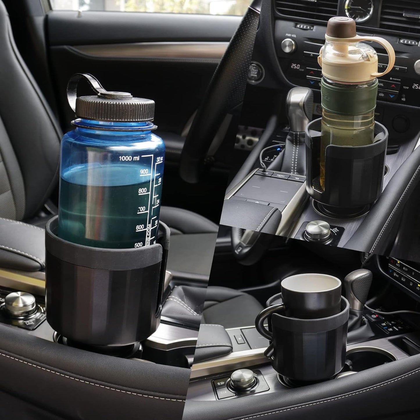alpmosn Car Cup Holder Expander with Adjustable Base, Large Bottles & Big Drinks Diameter in 3.2"-4.0" Car Interior Accessories Fit for Vehicles, RV's, Trucks