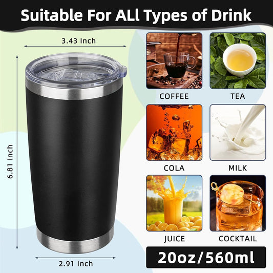 20oz Tumbler with Lid Stainless Steel Insulated Tumblers Travel Coffee Tumbler Bulk Double Wall Vacuum Insulated Water Cup Gifts for Christmas Women Men Her Him Home Office(Navy Blue, 1pack)