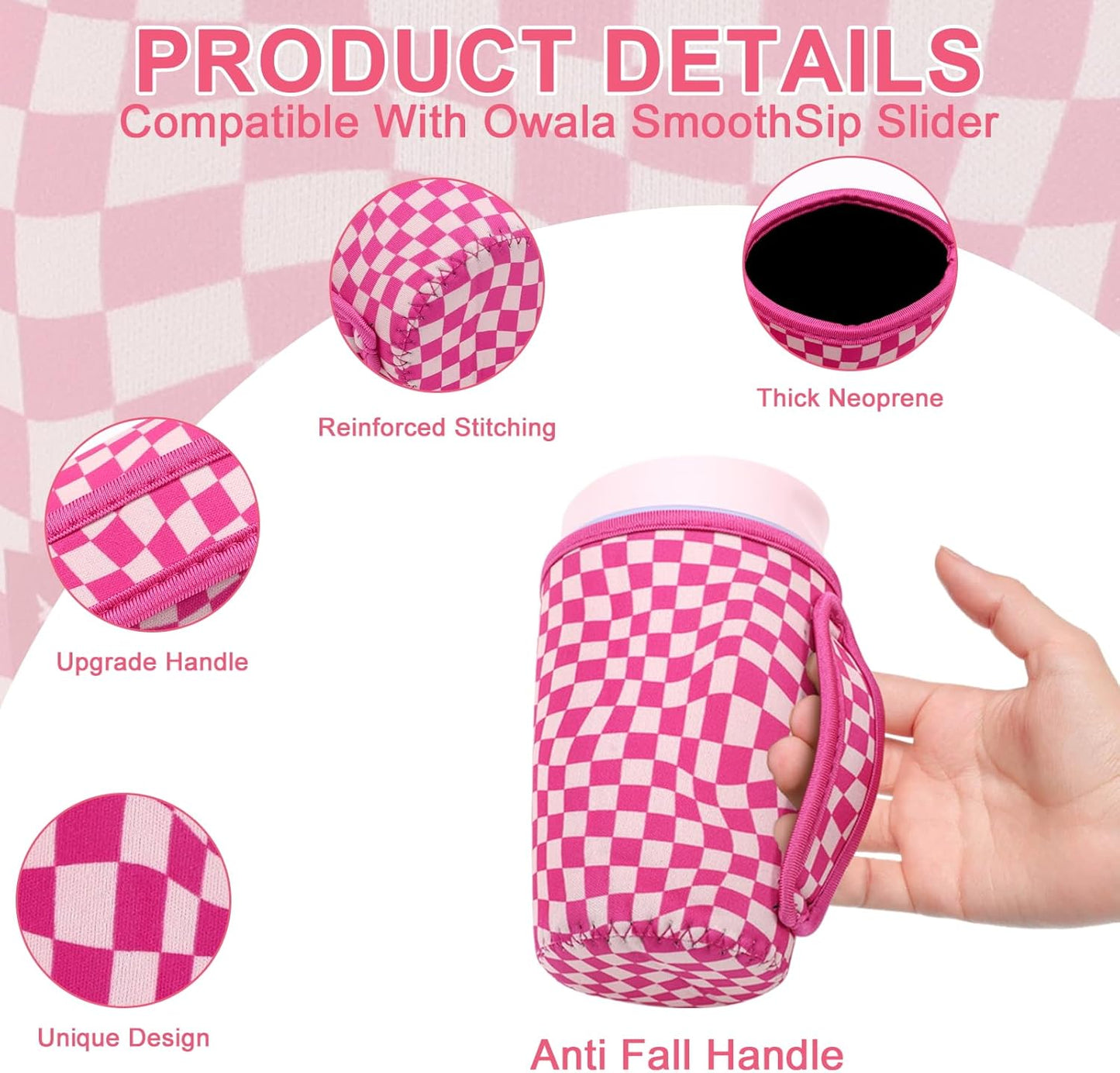 Cute Sleeve for Owala Coffee Tumbler, Neoprene Cover with Handle for Owala SmoothSip Slider, Scratch Resistant Coffee Mug Sleeve for Women to Office, Workout, Coffee Break. (Coffee Break)