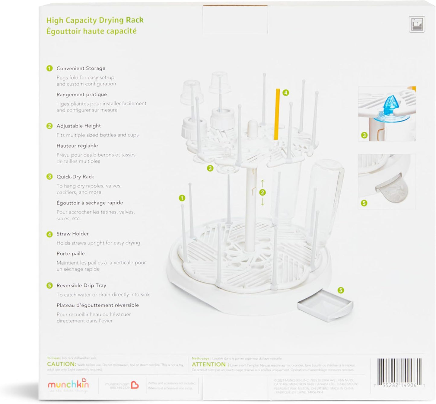 Munchkin® High Capacity Drying Rack for Baby Bottles and Accessories, White