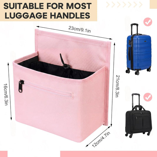 Tallew Luggage Travel Cup Holder Bag for Women, Suitcase Holds 2 Cups Hands-free Drink Organizer Attachment for Luggage, TravelGift for Female Travelers Flight Attendants(Pink)