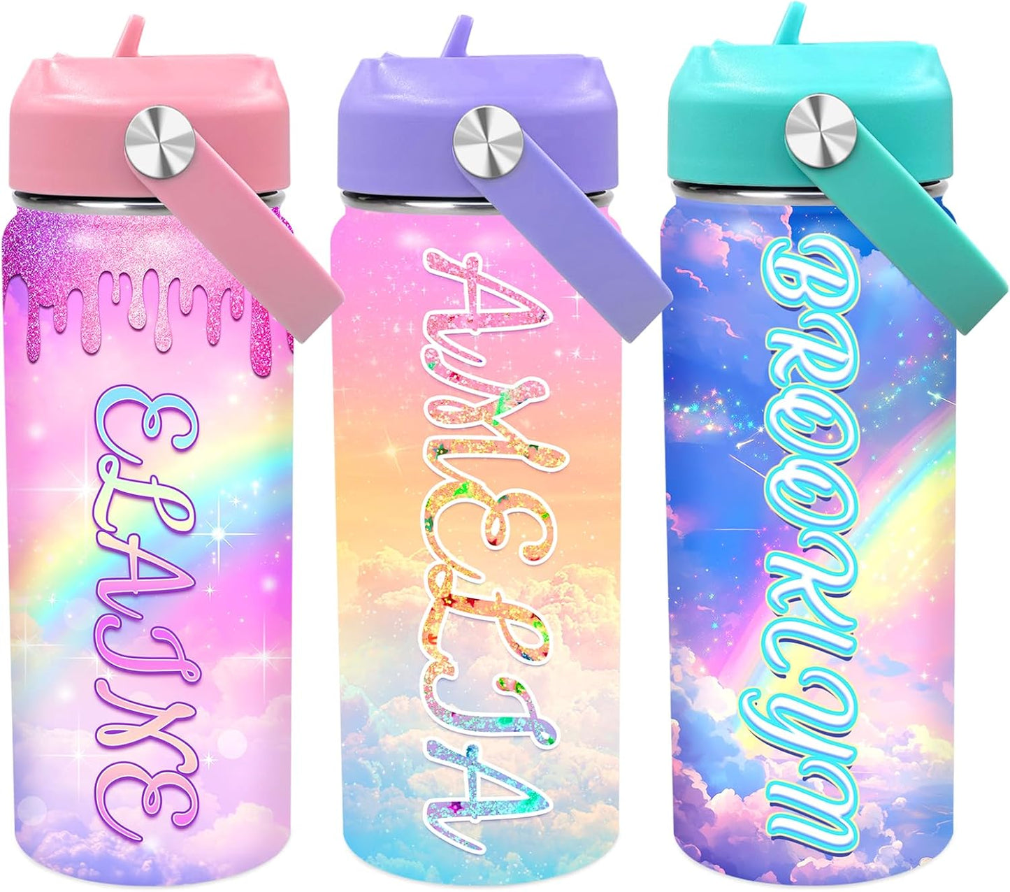 Made in USA, Custom 18oz Flip Straw Lid Tumbler, Personalized Kids Water Bottle with Engraved Name for School, Back to School Gifts for Boys and Girls, Personalized Birthday Gifts for Kids