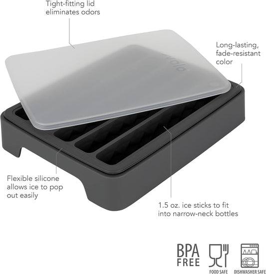 Tovolo Ice Cube Tray for Water Bottles Creates 5 Frozen Stick Tubes for Plastic & Reuseable Bottles, BPA Free Silicone Easy Release Water Bottle Ice Tray with Lid, Stackable Spill Proof Design