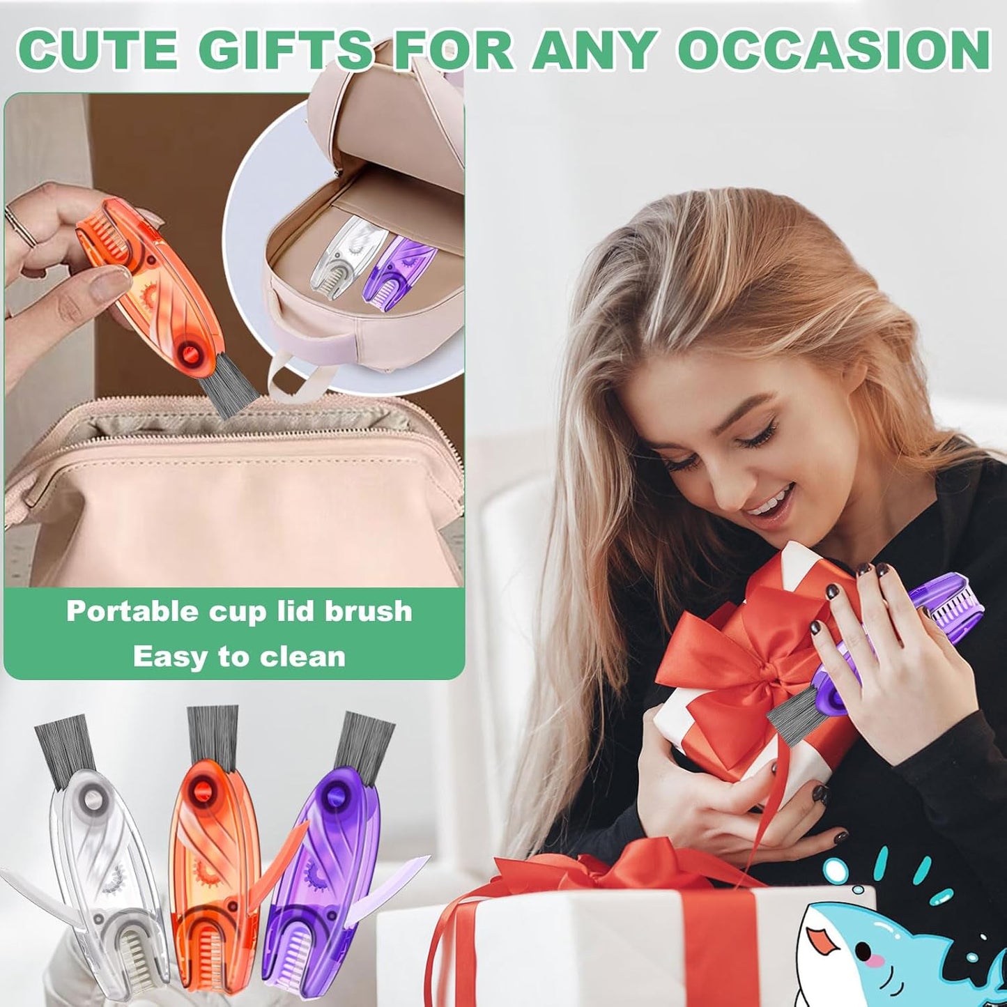 3 in 1 Cup Lid Cleaning Brush, Portable Water Bottle Brush, Multifunctional Bottle Cleaner Brush Set for Tight Spaces, Bottle Gaps, Tumblers, Travel Mug Caps(3 PCS)