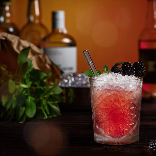 Halm Glass Straws - 6x Reusable 8 inch Drinking Straws clear + Plastic-Free Cleaning Brush - Made in Germany - Dishwasher Safe - Straight - Perfect for Smoothies, Cocktails
