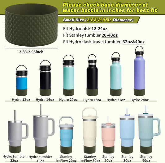 WUQID Water Bottle Boot, Diamond Silicone Boot Compatible with Stanleyy Tumbler 20-40oz & Hydroo Flask Bottle 12oz-24oz, Reduces Dents Sleeve Cover for More Bottles/Tumblers Bottom of 2.83-2.95in