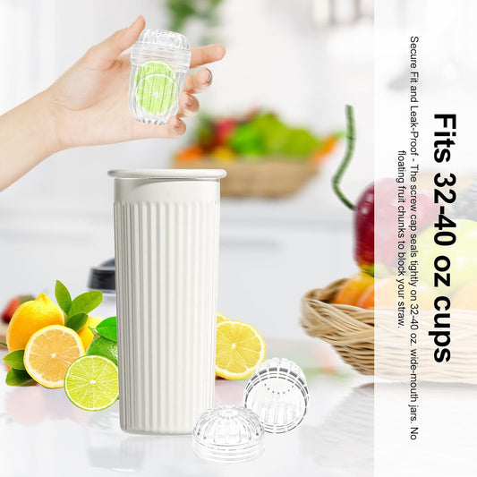 2-Pack Fruit Infuser Inserts for Wide Mouth Water Bottles, Leak-Proof Herb & Tea Strainer, BPA-Free Reusable Diffuser Compatible with 32-40oz Tumblers (Ice Cube Compatible) 