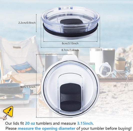 4 Pack 20 oz Tumbler Lid, Magnetic Slider Replacement Lids for YETI 20 oz Tumbler, 10/24 oz Mug and 10 oz Lowball, Spill Proof Cup Lids Covers Compatible for Ozark Trail, Old Style Rtic, BPA Free
