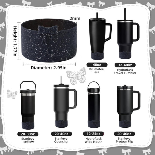 2PCS Bow Silicone Boot for Stanley Quencher Tumbler 30oz 40oz & IceFlow 20oz 30oz& Hydro Flask Water Bottle 12-24 oz Protective Bottom Sleeve Cover for Stanley Cup Accessories& Owala 24oz