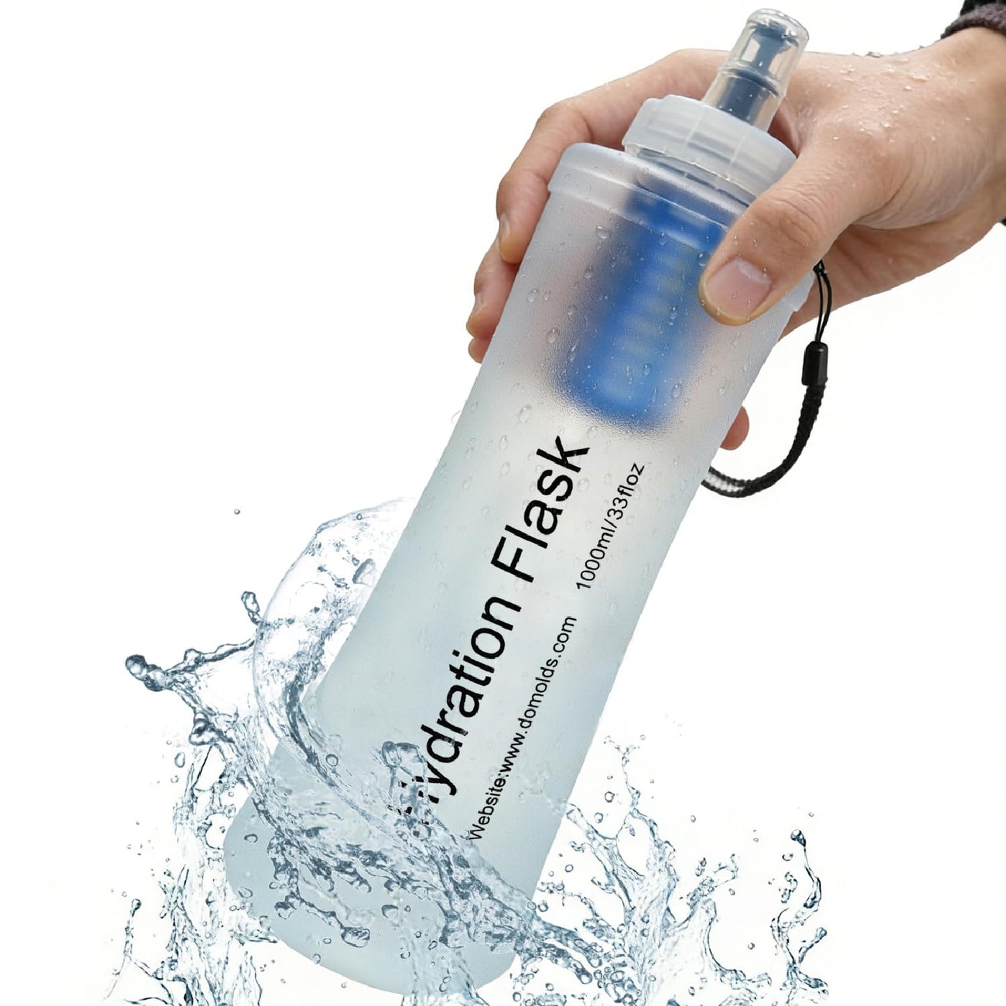 AXEN Collapsible Water Bottle with Filter System, Soft Hydration Flask for Trail Running, Camping, Hiking, Cycling, 700ml Slate Green