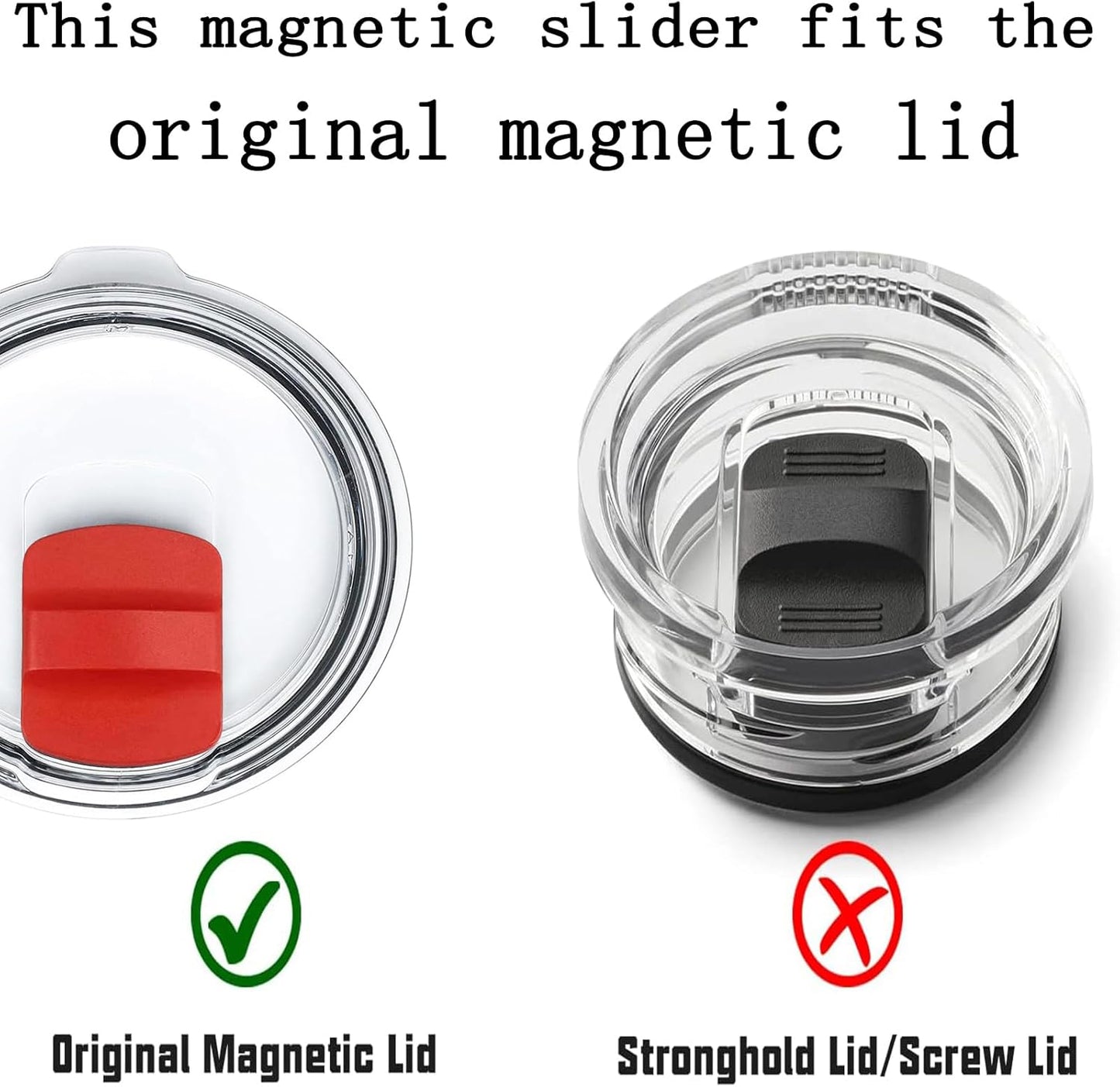 2 Pcs Magnetic Slider Replacement Block, Slider Lid Magnet for Yeti Lids 10 oz, 14oz, 16 oz, 20 oz, 26 oz, 30 oz (Black+Black)