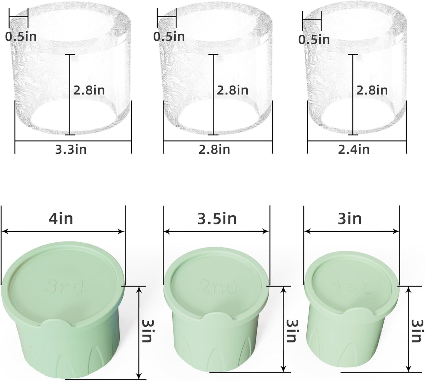 AIMI Ice Cube Tray for Stanley Cup 3 Pack, Flexible, BPA-Free, Space-Saving Design, Easy Release Compatible with 30-40 oz Tumbler Cup Specialty Tools Ice Cube Molds, Green