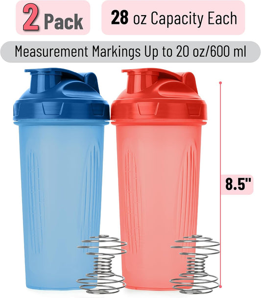 Mr. Pen- Protein Shaker Bottles, 2 Pack, 28 oz, Shaker Bottles with Leak-Proof Flip-Top Lid, Wire Whisk Ball for Smooth Mixing, Ideal for Protein Shakes, Smoothies, and Supplements