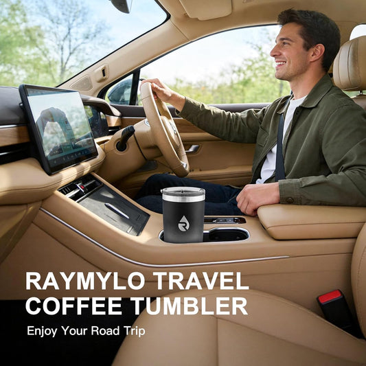 RAYMYLO Insulated Travel Coffee Tumbler 20oz, Detachable & Spill-Proof Slider Lid for Thorough Clean, Stainless Steel Reusable Coffee Mug with Lid Fits Most Car Cup Holder & BPA Free