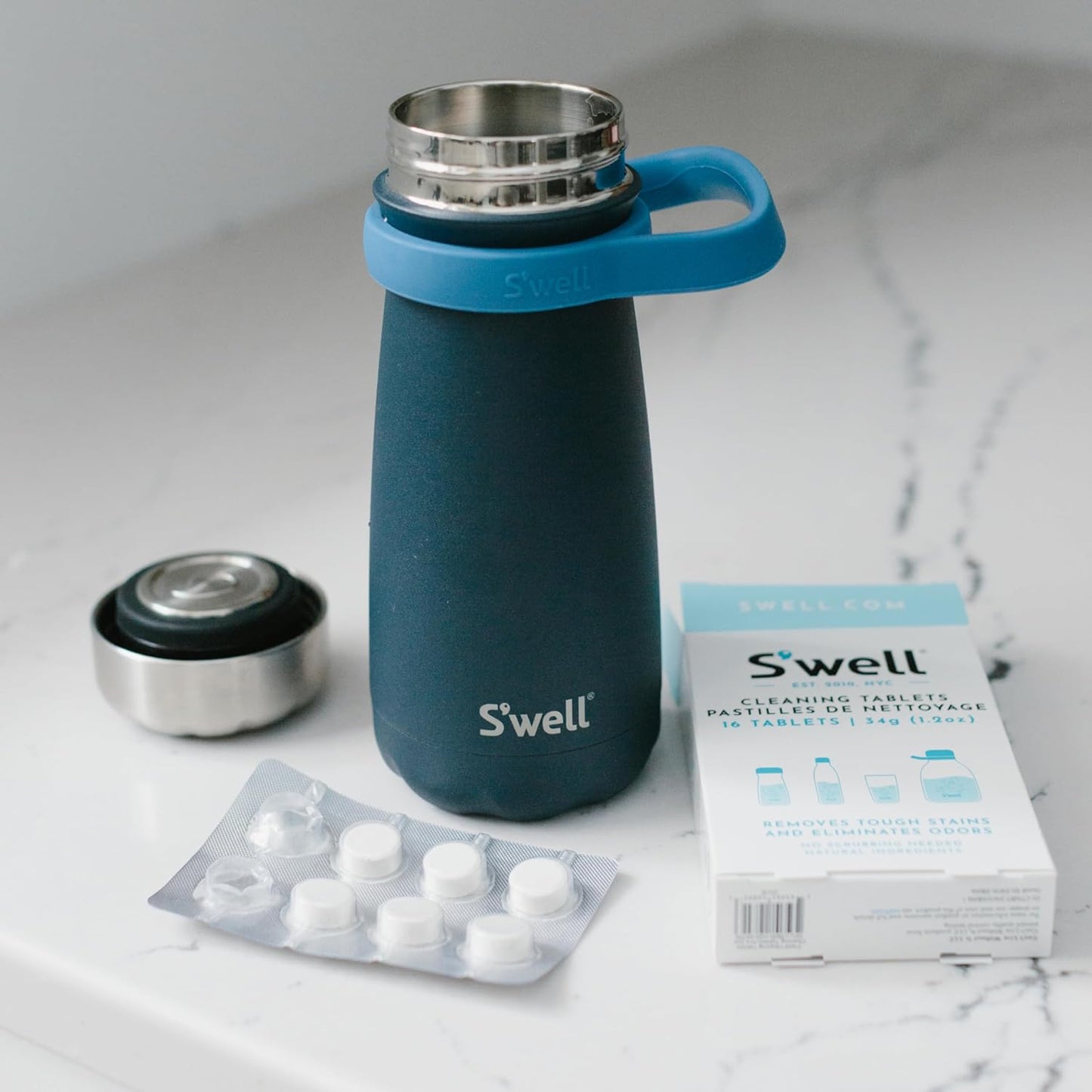 S'well Cleaning Tablets, 16 Tablets, Fast Acting Fizz Away Residue And Odor In Stainless Steel, Chlorine Free And Derived From Natural Substances