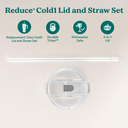 brand Cold1 Tumblers or Mugs 20-24oz mouth Replacement Lid (3.5 inch diameter) and Straw (10.6 inch) set, Clear, BPA Free, Dishwasher safe, Durable, Reusable, Spill Proof Lid, Medium