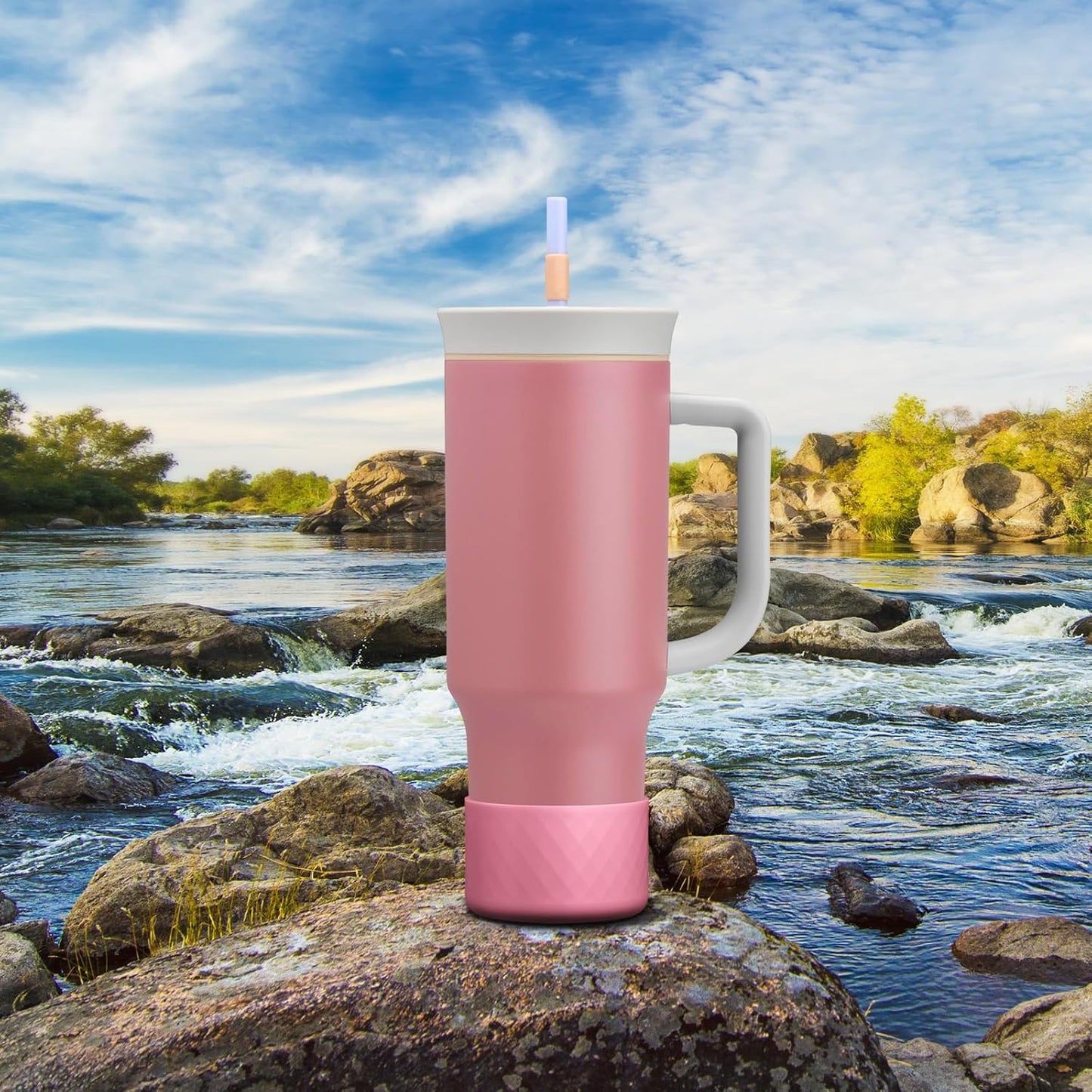 Silicone Boot for Owala 40 oz Tumbler with Handle, Anti-Slip Protective Sleeve for Stainless Steel Triple Layer Insulated Travel Tumbler Accessories