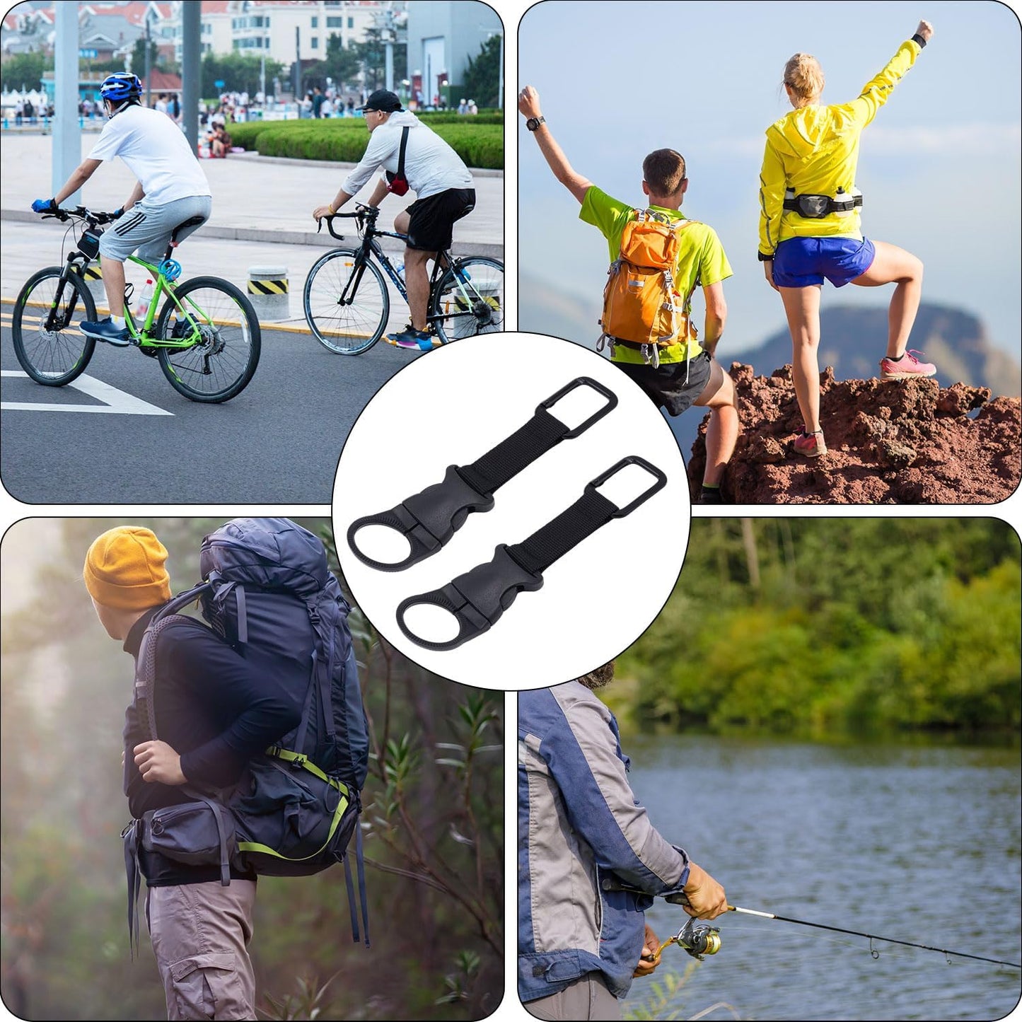 Gosknor 2pcs Hanging Bottle Buckle, 7.08 Inch Backpack Water Bottle Carabiner Water Bottle Belt Holder with Strap Portable Mineral Water Bottle Ring Clip Handle Keychain for Outdoor Event