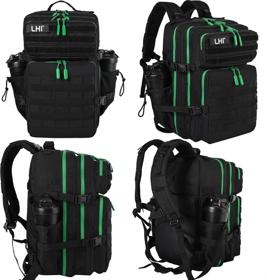 LHI Military Tactical Backpack for Men and Women 45L Army 3 Days Assault Pack Bag Large Rucksack with Molle System - Black - Colors B