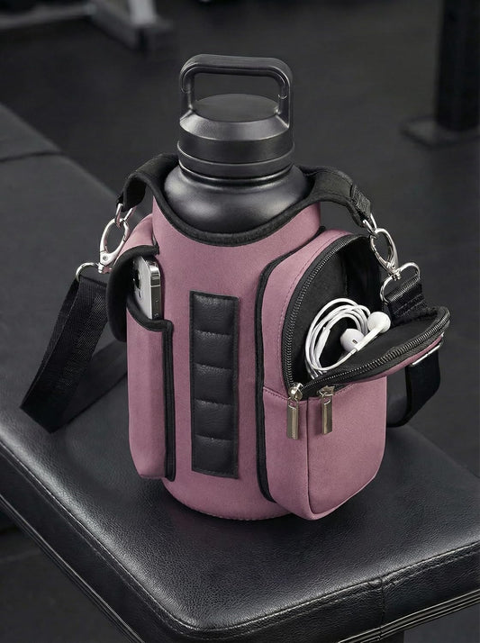Magnetic Gym Tote,18-40oz Water Bottle Bag Holder,Neoprene Case Pouch with Phone Pocket,Men Women Workout Accessories
